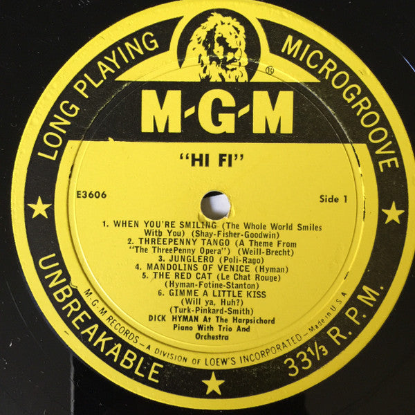 Dick Hyman : Dick Hyman & Harpsichord In HI-FI (LP, Album, Mono)