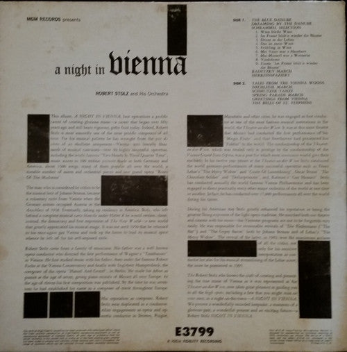 Robert Stolz And His Orchestra* : A Night In Vienna (LP)