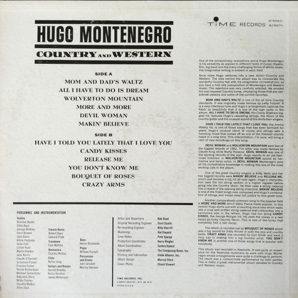 Hugo Montenegro : Country And Western (LP, Album)