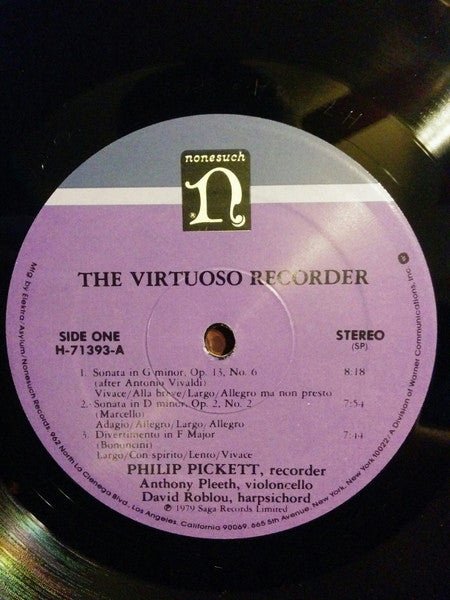 Philip Pickett, Anthony Pleeth, David Roblou : The Virtuoso Recorder (LP)