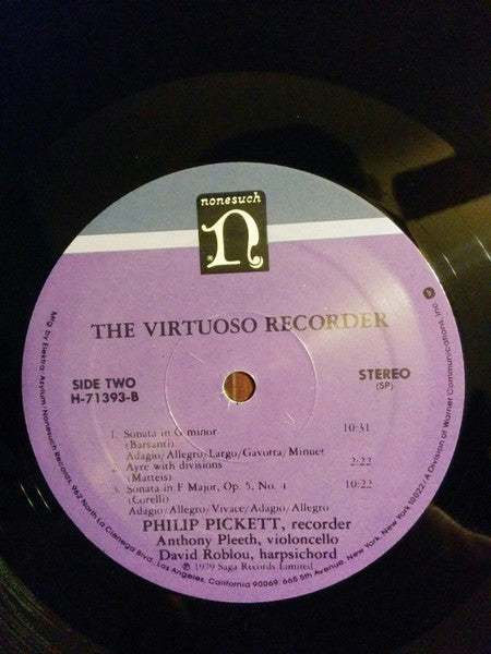 Philip Pickett, Anthony Pleeth, David Roblou : The Virtuoso Recorder (LP)