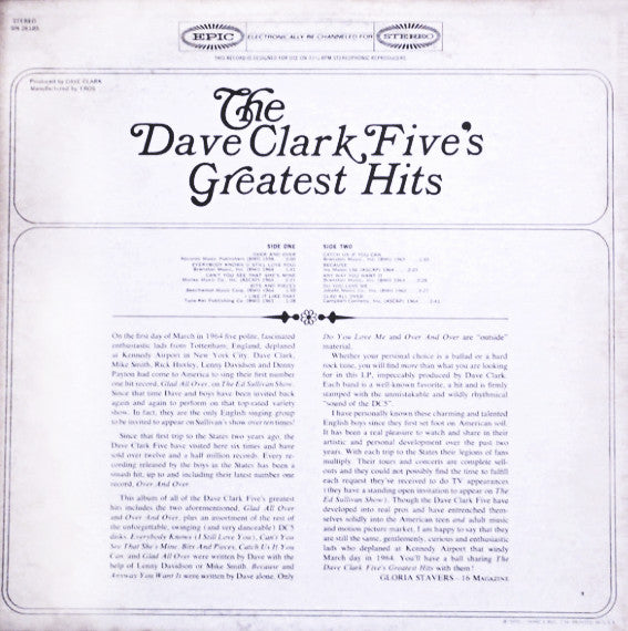 The Dave Clark Five : The Dave Clark Five's Greatest Hits (LP, Comp, Pit)