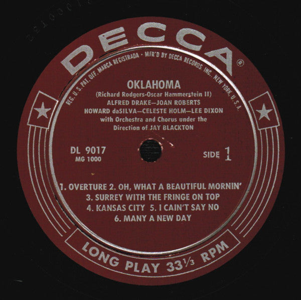 Richard Rodgers And  Oscar Hammerstein II / "Oklahoma" Orchestra And Chorus* Directed By Jay Blackton : Oklahoma! (LP, Album, RE)