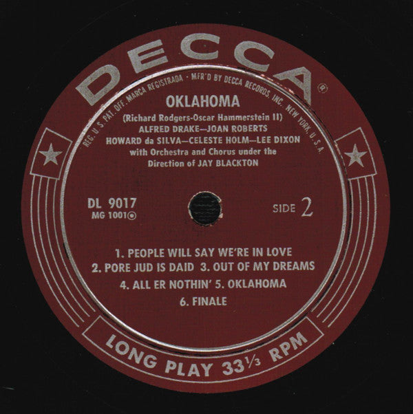 Richard Rodgers And  Oscar Hammerstein II / "Oklahoma" Orchestra And Chorus* Directed By Jay Blackton : Oklahoma! (LP, Album, RE)