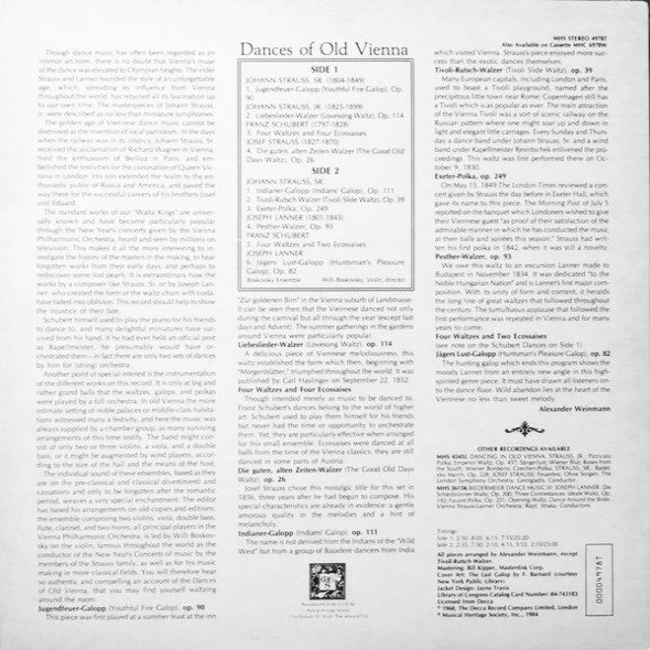 Franz Schubert, Johann Strauss Sr., Johann Strauss Jr., Josef Strauß, Josef Lanner : Dances Of Old Vienna (LP)