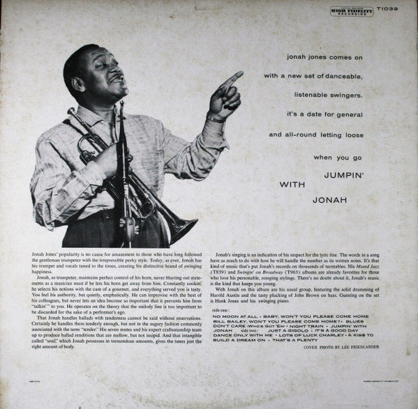 The Jonah Jones Quartet : Jumpin' With Jonah (LP, Album, Mono, Scr)