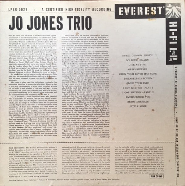 The Jo Jones Trio : Jo Jones Trio (LP, Album, Mono)