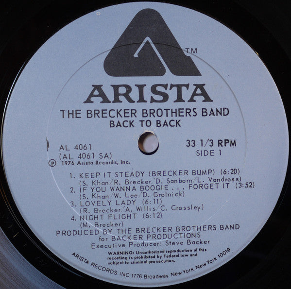 The Brecker Brothers Band* : Back To Back (LP, Album, PRC)