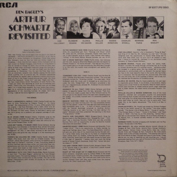 Various : Ben Bagley's Arthur Schwartz Revisited (LP, Album)