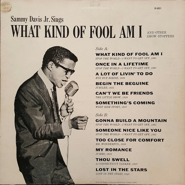 Sammy Davis Jr. : Sammy Davis Jr. Sings What Kind Of Fool Am I And Other Show-Stoppers (LP, Album, Mono)