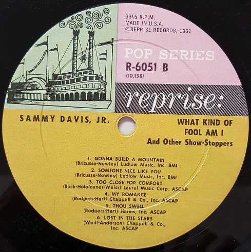 Sammy Davis Jr. : Sammy Davis Jr. Sings What Kind Of Fool Am I And Other Show-Stoppers (LP, Album, Mono)