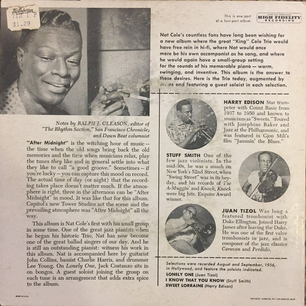Nat 'King' Cole And His Trio* : After Midnight, Part 2 (7", EP)