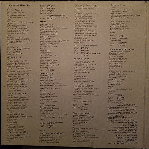 Dave Mason : It's Like You Never Left (LP, Album, Gat)