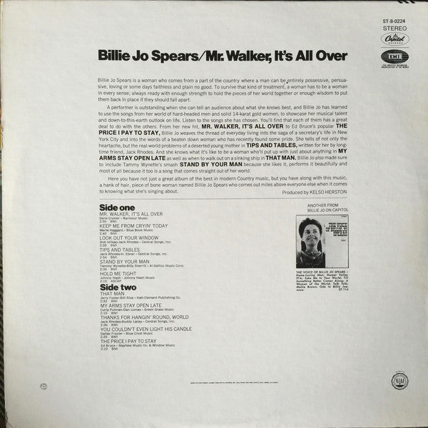 Billie Jo Spears : Mr. Walker, It's All Over (LP, Club)