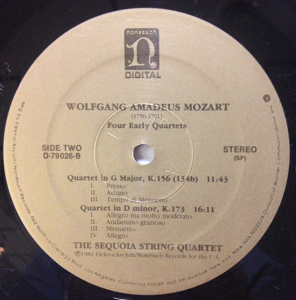 Mozart*, The Sequoia String Quartet : Four Early Quartets (LP)