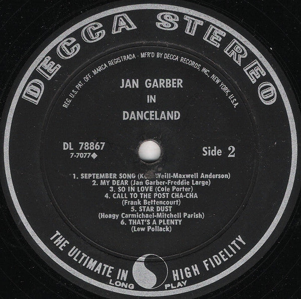Jan Garber : Jan Garber In Danceland (LP, Album, Pin)
