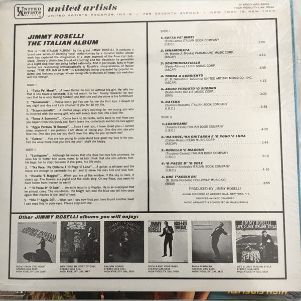 Jimmy Roselli : The Italian Album (LP, Album)