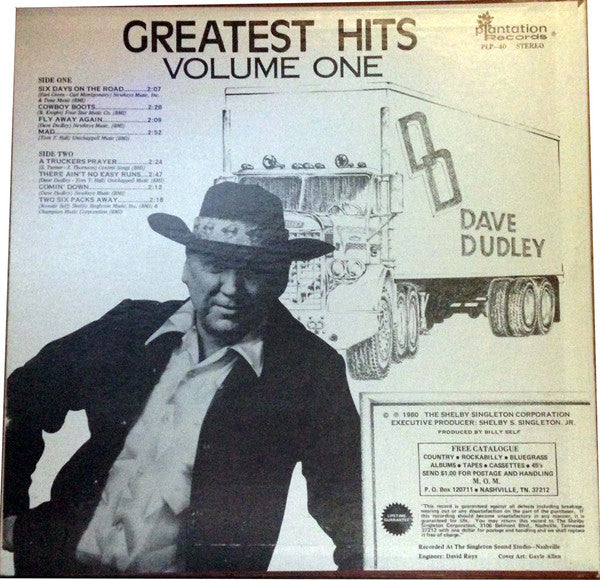 Dave Dudley : Volume One Greatest Hits (LP, Comp)