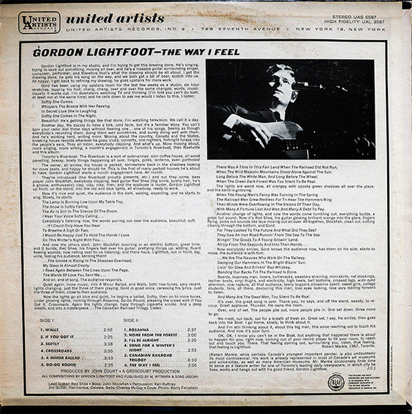 Gordon Lightfoot : The Way I Feel (LP, Album, RE)