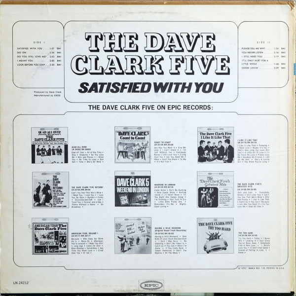 The Dave Clark Five : Satisfied With You (LP, Album, Mono, Pit)