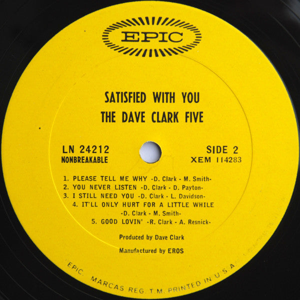 The Dave Clark Five : Satisfied With You (LP, Album, Mono, Pit)