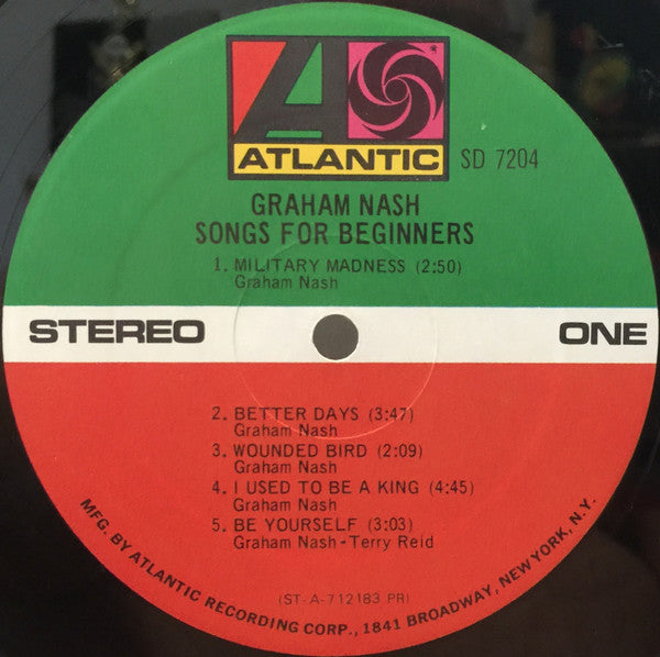 Graham Nash : Songs For Beginners (LP, Album, PR )