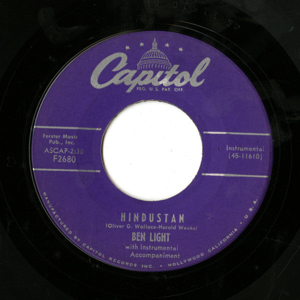 Ben Light : Hindustan / Blue Skies (7", Single)