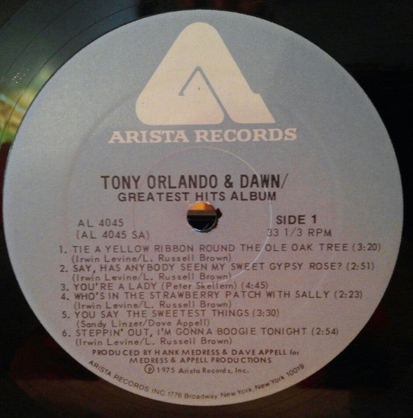 Tony Orlando & Dawn : Greatest Hits (LP, Comp, PRC)