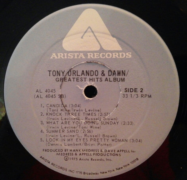 Tony Orlando & Dawn : Greatest Hits (LP, Comp, PRC)