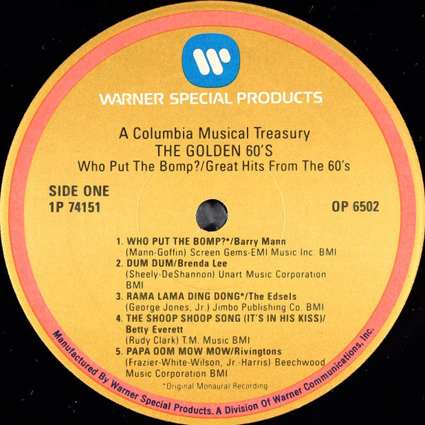 Various : Great Hits From The 60's / Who Put The Bomp...?  (LP, Comp, Club)
