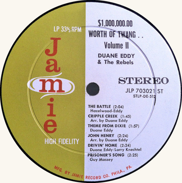 Duane Eddy His "Twangy" Guitar And The Rebels* : $1,000,000.00 Worth Of Twang, Vol. II (LP, Comp)
