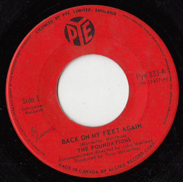 The Foundations : Back On My Feet Again  (7", Single)