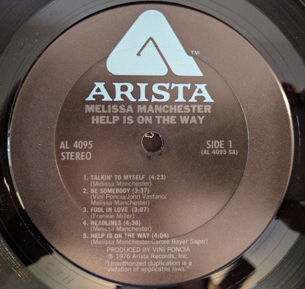 Melissa Manchester : Help Is On The Way (LP, Album, RP)