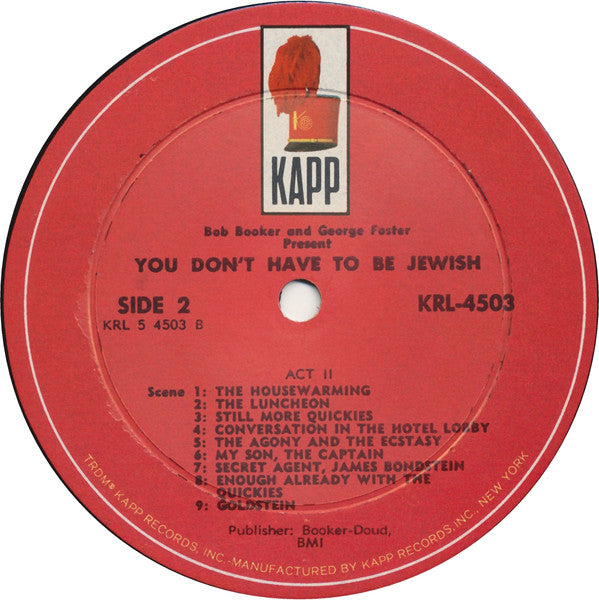 Bob Booker And George Foster : You Don't Have To Be Jewish (LP, Album, Mono)