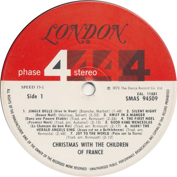 The Children Of France* : Christmas With The Children Of France (LP, Album, Club)