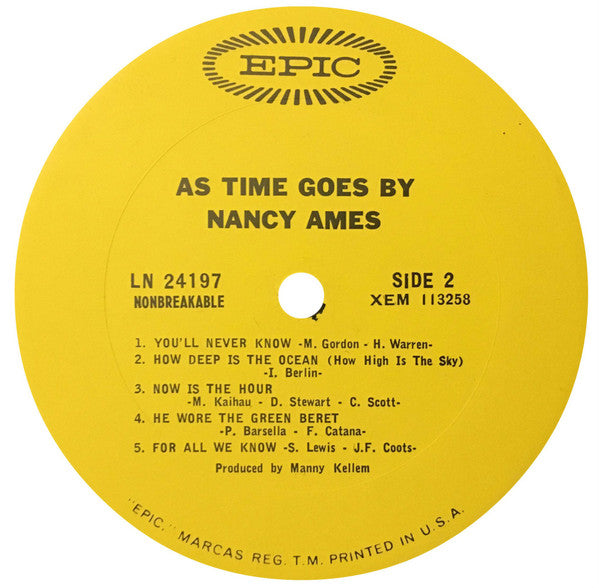 Nancy Ames : As Time Goes By (LP, Album, Mono)