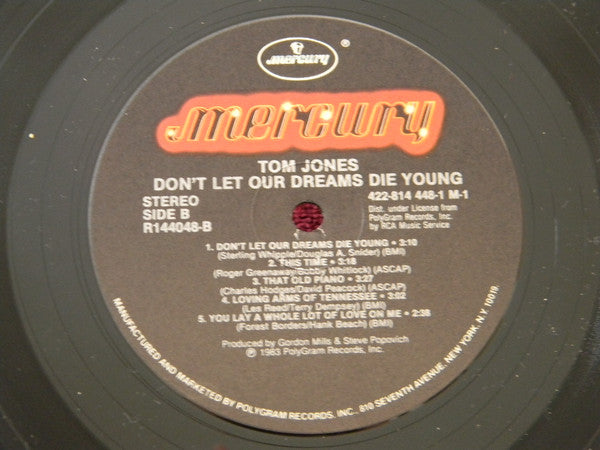 Tom Jones : Don't Let Our Dreams Die Young (LP, Album, Club)