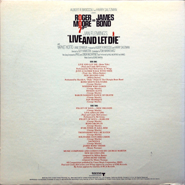 Various : Live And Let Die (Original Motion Picture Soundtrack) (LP, Album, Res)
