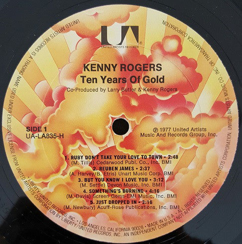 Kenny Rogers : Ten Years Of Gold (LP, Album, Comp, RE)