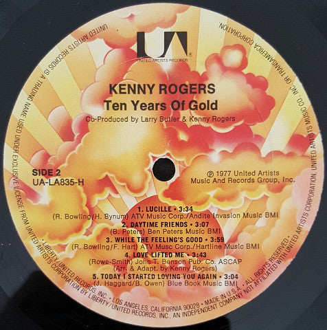 Kenny Rogers : Ten Years Of Gold (LP, Album, Comp, RE)