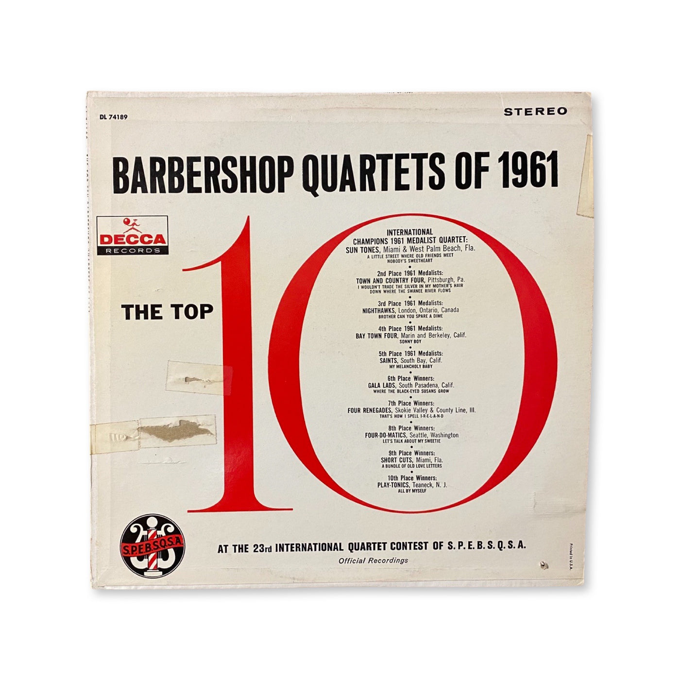 Various - Top Ten Barbershop Quartets of 1961